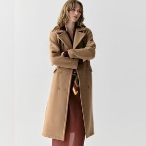 Kate Spade NWT WOOL BELTED long COAT Overcoat CAMEL XS $699